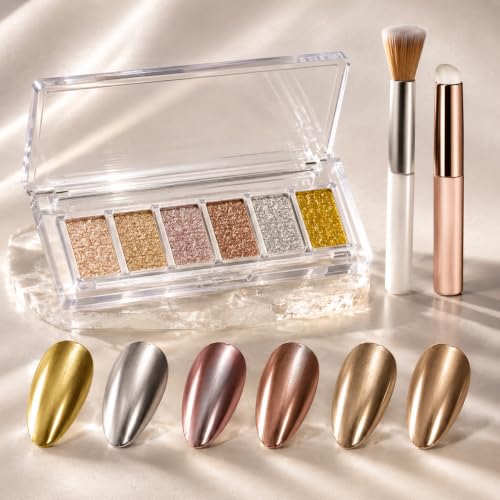 AILLSA Solid Chrome Nail Powder Kit, Metallic Mirror Effect Pigment