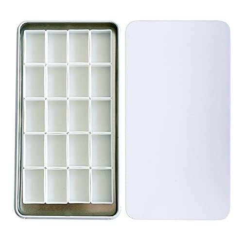 FCLUB Empty Watercolor Palette Tin Set with 20 Full Pans & Magnetic Strip - color: White, size: 6.7" x 3.5" x 0.6"