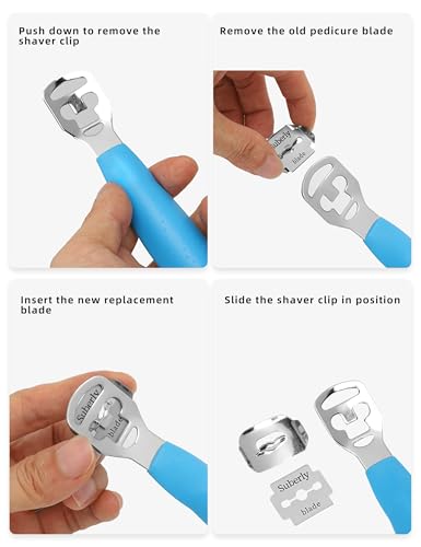 Callus Shaver Remover Stainless Steel Callus Trimmers Hard Skin Dry Skin Remover Calluses Planer Pedicure Foot File Tool - color: Blue