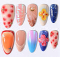 Buleens 100% Handmade Acrylic Press On Nails Medium Almond 10PCS Size S - color: Colorful Flowers Red Dot, size: S