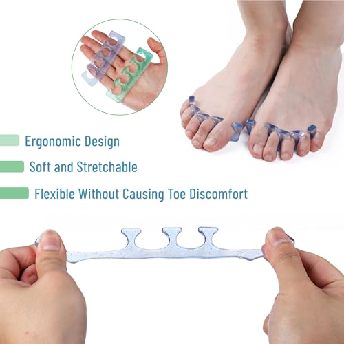 Dr. JK- Gel Toe Separators for Pedicure, 2 Pairs, Blue & Green - color: Blue & Green