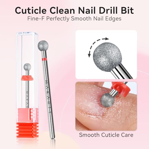 Makartt Nail Drill Bit - Ball Shape Cuticle Safety Carbide 3/32''(Fine - F) - size: Silver-F