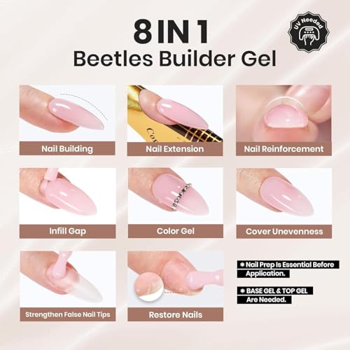 Beetles Builder Gel for Nails, 0.51 fl oz Caramel Nude Brown Building Gel - color: C - Jelly Brown