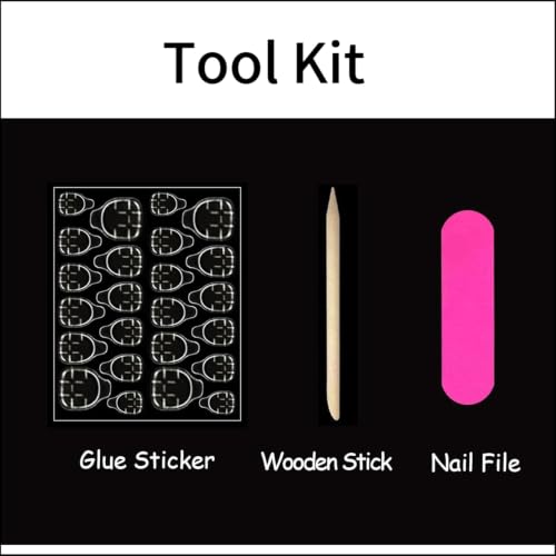 French Tip Press on Nails Short Square Flower Gold Line Design - color: White Gold