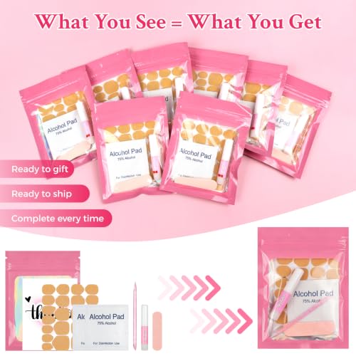 20 Sets 7-in-1 Press On Nail Prep Kit, Nail Prep Application Disposable Kit - color: Pink