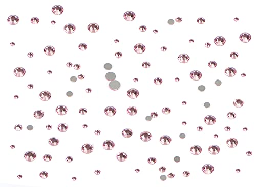 Bymitel 7200 Pieces 6 Mixed Sizes Glue Fix on Glass Rhinestones Round Crystal Gems Flatback for DIY Jewelry Making with one Picking Pen(6-Sizes 7200PCS, Lt. Rose) - color: Lt. Rose, size: 6-SIZES 7200PCS