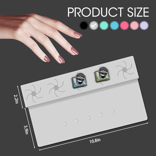 Nail Polish Holder, 2 in 1 Silicone Hand Rest Mat -Grey - color: Grey