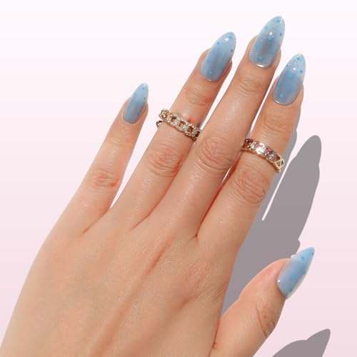 Nail Reformation Press On Nails, Blue Moon | Polka Dot Medium Almond 30 Pcs - color: Blue Moon