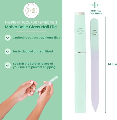 Malva Belle Crystal Glass Nail File for Women - Pastel Green (3mm) - color: Green, size: 3mm (Single)