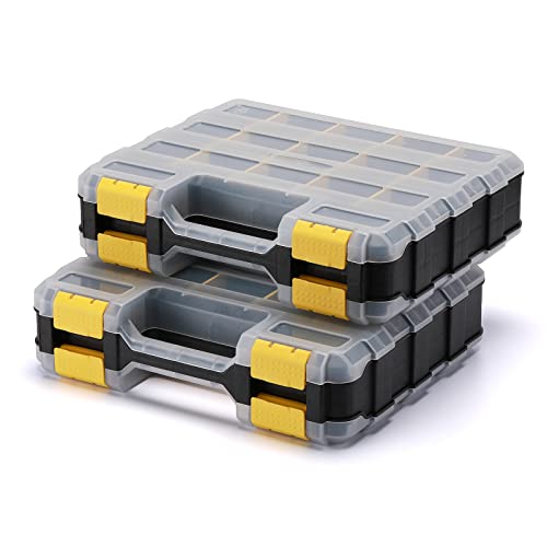 Mayouko Double Side Tools Organizer, Customizable Removable Plastic Dividers, Hardware Box Storage, Excellent for Screws,Nuts,Small Parts, 34-Compartment,2 PCS Set - color: Yellow, size: 2 PCS