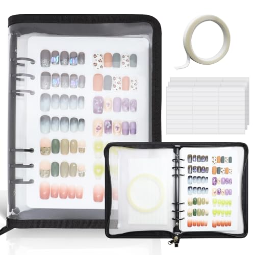 KEIFIN A5 Press On Nail Book Display Storage Organizer Binder, Black - color: BLACK