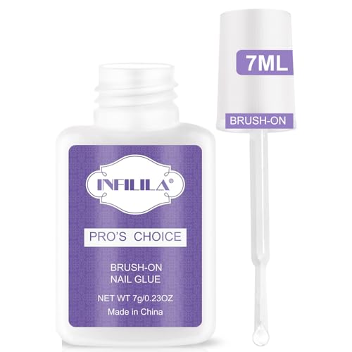 NXJ INFILILA Nail Glue, Professional Brush On Nail Glue, Nail Glue for Acylic Nails, Nail Glue for Press On Nails Fasle Nails Fake Nails Tips Glue Adhesive Long Lasting 7ML/0.23OZ - color: 1PCS