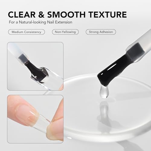 GAOY 2Pcs Gel Nail Glue, 16ml, 2 in 1 Nail Glue and Base Gel, Lamp Needed