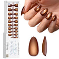 Beetles Brown Cat Eye Press On Nails Short Almond, 96 PCS Nail Tips - color: 0 - Brown CatEye - S