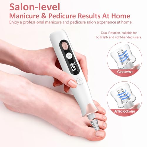 Haootadiy Electric Nail File, Cordless Electric Nail Filer Buffer with Nail Drill Bits Sanding Bands Professional Manicure Pedicure Set for Nail Grind Trim Polish, for Women & Men