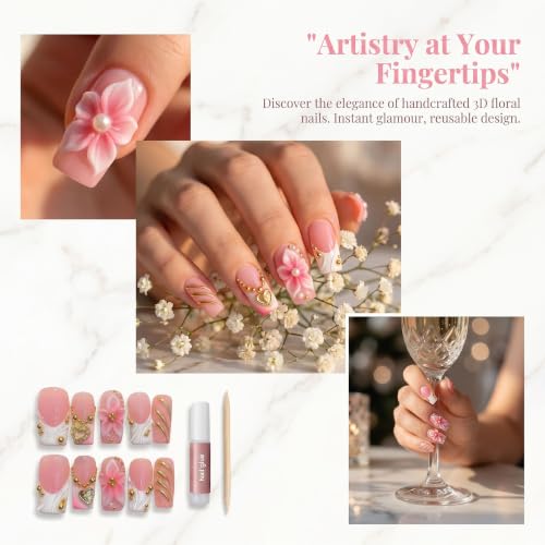 Handmade Press on Nails Medium Square White French Tip Fake Nails - color: style3