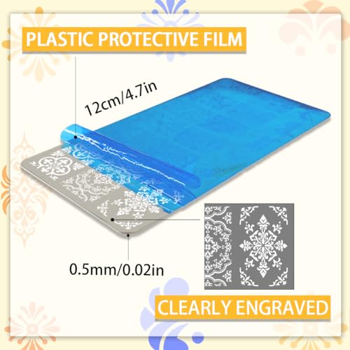 PH PandaHall 5pcs Mosaic Tile Pattern Nail Art Templates, Kaleidoscope Stamping Plate 52 Patterns Plant Flower Nail Art Stencils Stainless Steel Plates for Nail Design Print Manicure Salon