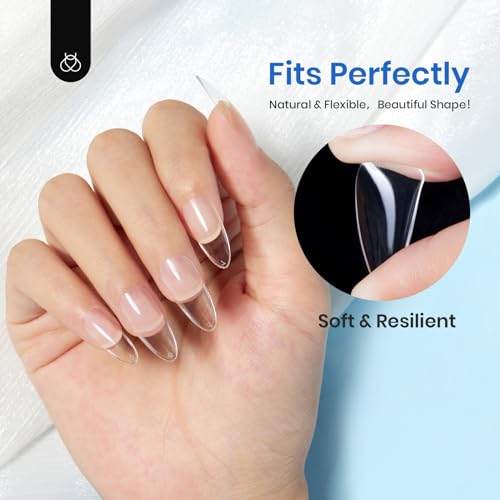 Beetles Gel Nail Tips Almond Medium Shape Nails 500Pcs Pre Shaped - color: Medium Almond 500pcs (Clear)