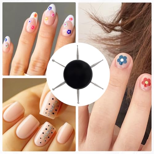 2pcs Nail Dotting Tool, 6-in-1 Metal Dotting Tool Nail Art, Black - color: Black, 2pcs, 6-in-1