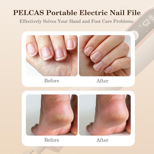 PELCAS Cordless Nail Drill, 10 Speeds Electric Nail File with LED Light - color: White