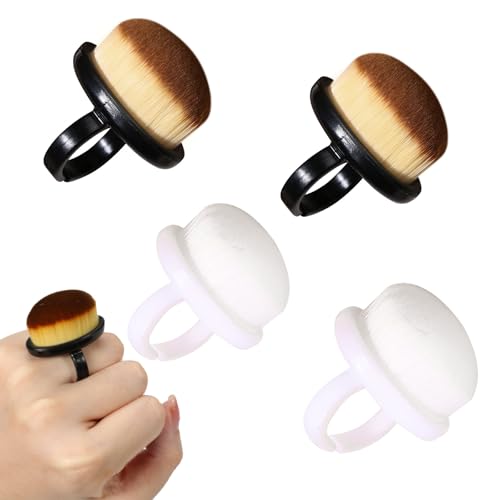 4Packs Nail Dust Cleaning Brush Ring,Soft Brushes for Clean Up Fingernails and Toenails Small Portable Nail Scrubber Brush Nail Duster Tools for Manicure and Pedicure (black and white) - color: black and white
