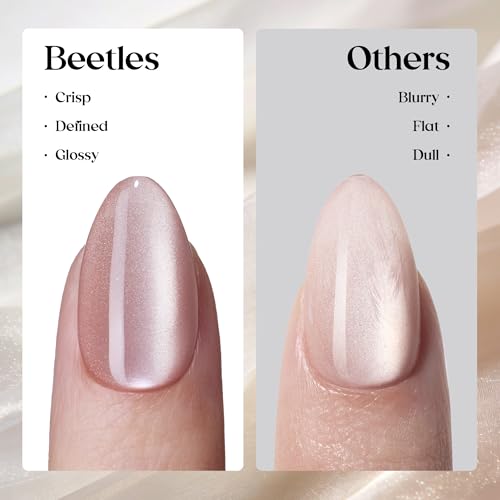 Beetles Cat Eye Press on Nails, 160Pcs Short Almond Nail Tips Motion Glow - color: 9-Champagne Gold CatEye-S