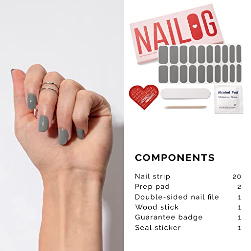NAILOG Semi Cured Gel Nail Strips 20Pcs Grey Gel Nail Stickers - Kiss The Rain - color: Kiss the Rain