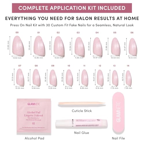 Glamnetic Press On Nails - Medium Oval, Glossy Fake Nails 30 Pc Full Kit - color: 4A - Pink Darling
