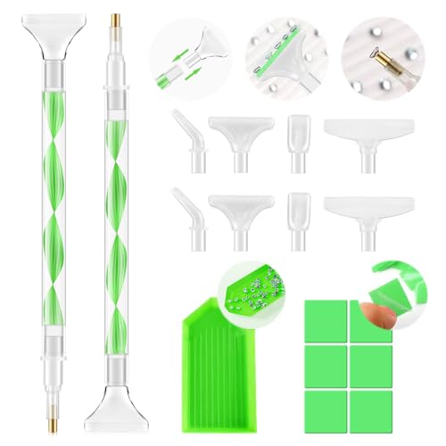 5.0 Pro Rhinestone Picker Tool Kit 16pcs, Bedazzling Pen | Diamond Art Tool - color: Green/White