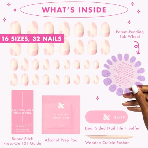 Olive & June Super Stick Press-On Nails, Organic Swirl