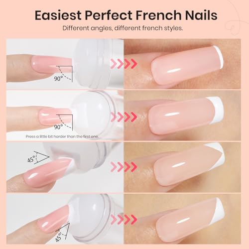 Beetles Nail Stamp French Tip Tool 4Pcs Short Clear Silicone Nails Stamping - color: D - Clear-4