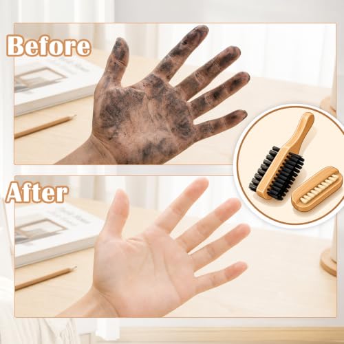 2 Pcs Nail Brush for Cleaning Fingernails, Wood Boar Bristles Fingernail Brush for Cleaning Nails Toenails for Men Women, Dual Sided for Regular Manicure Nail Care Hygiene