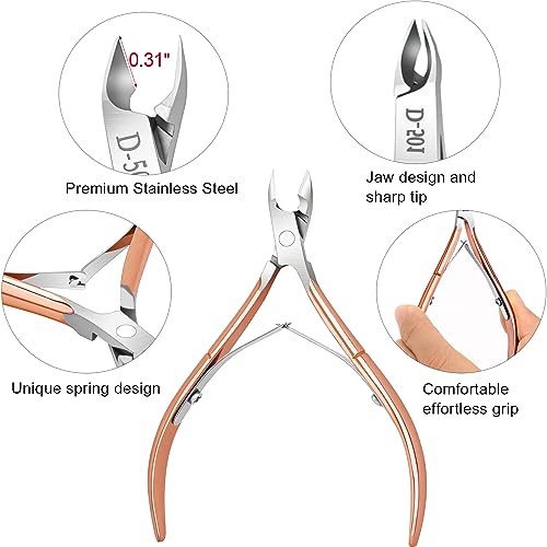 4 Pack Professional Cuticle Nippers, Rose Gold Nail Trimmer & Cutter - color: Rose Gold