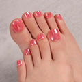 Nail Reformation Press On Toenails, Pomegranate Pink | Glitter Short Square - color: Pomegranate Pink