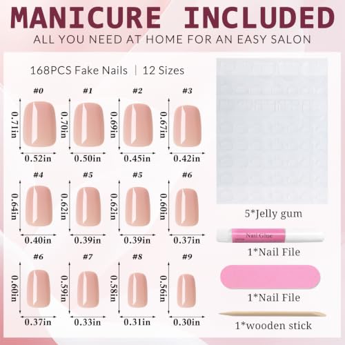 Short Pink Press on Nails Square Fake Nails Press ons Pink Glue Nails-K - color: Ash Pink