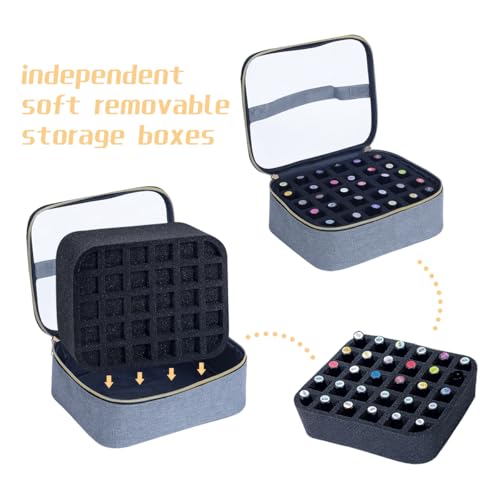 Small Clear Nail Polish Case Holds 30 bottles(15ml-0.5fl.oz) Nail Polish Organizer Multifunctional Nail Polish Bag organizer, Cosmetic Travel Makeup Cases for Women, Grey - color: Grey 30B, size: 1Pcs-30 bottles