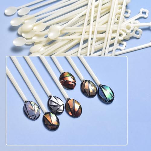 300 Tips Nail Swatch Sticks with Ring, Nail Practice Sticks - color: Beige Spoon Shaped