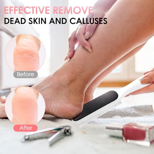 Dual Sided Nano Glass Foot File White with Cleaning Brush - style: White Pedicure Foot File