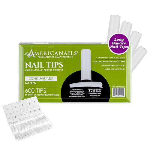Americanails Nail Tips - Long Square 600ct - color: Long Square, size: 600 Nail Tips
