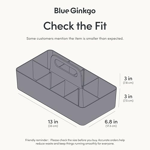 BLUE GINKGO Stackable Organizer Caddy, Long, Grey, Made in Korea - color: GREY, size: Long Rectangle
