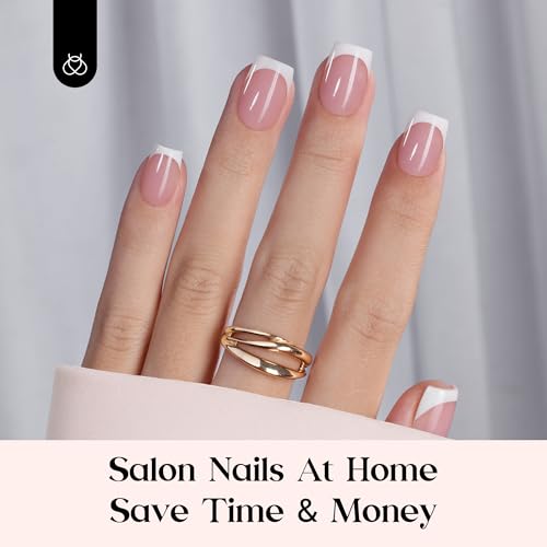 Beetles French Tip Press On Nail Kit - Short Square 150Pcs Pink - color: A - Pink French - S