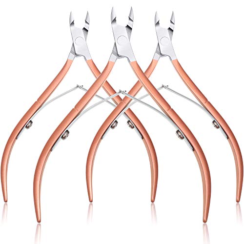 Mudder 3 Pcs Cuticle Trimmer Nipper Stainless Steel Nail Scissor, Rose Gold - color: Rose Gold