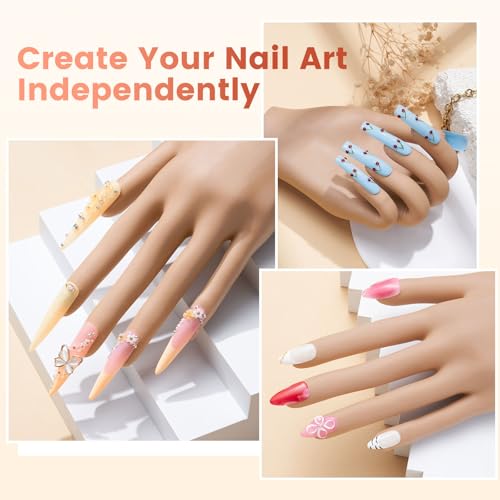 Practice Nail Hand with Acrylic Nail Kit for Beginners Practice Extensions - color: White- Silicone Nail Hand Kit