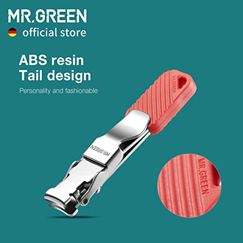 MR.GREEN Compact Nail Clippers Foldable Nail Cutters Manicure Tools Portable Fingernail Clipper with Key Chain Nail Scissors (Red)