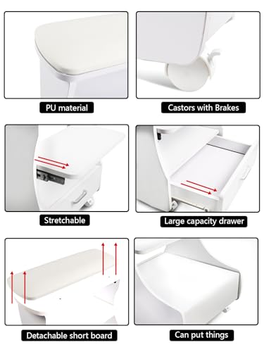 Kalolary Pedicure Foot Rest, Manicure Foot Rest with Wheels PU Leather Home Beauty Footrest Pedicure Foot Stool Stand for Home Salon Use(Whiite) - color: White