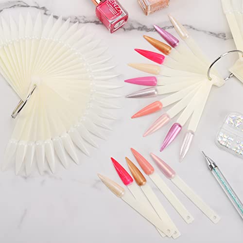 160 Pieces Nail Swatch Sticks Natural Stiletto Display Tips Color Swatches Pointed Tip Nail Sample Sticks