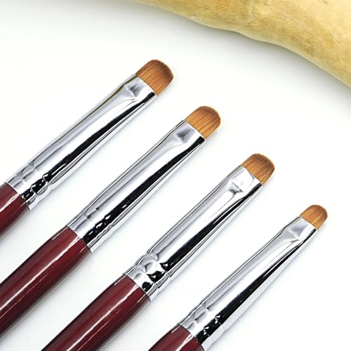 4Pcs Professional Red Wood French Nail Brushes - color: Red