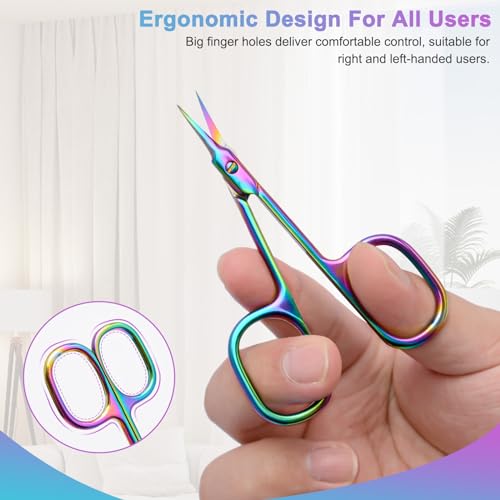 CGBE Curved Cuticle Scissors, Extra Fine Pointed Tip, for Russian Manicure - color: Colorful