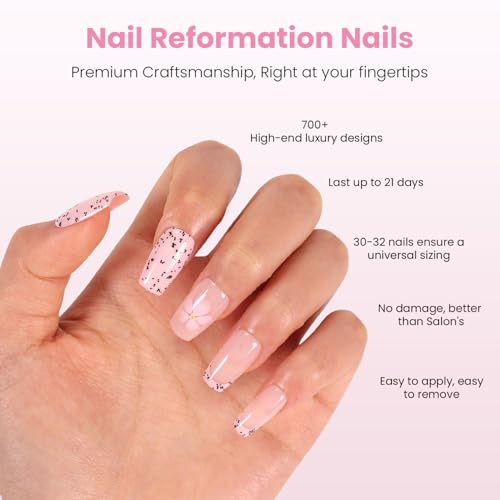 Nail Reformation Press On Nails, Poppy Seed | Soft Pink Short Coffin 32 Pcs - color: Poppy Seed