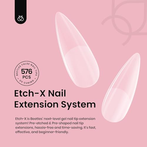 Beetles Gel Nail Tips Etch-X, Stiletto Medium, 576Pcs 12 Sizes